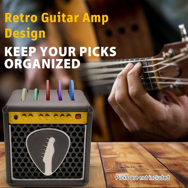 Chordwave Guitar Pick Display Holder Unique Retro Guitar Amp Model Guitar Picks Holder Pick Organizer & Display Case Gift for Music Enthusiasts and Guitar Players, Black - Image 2